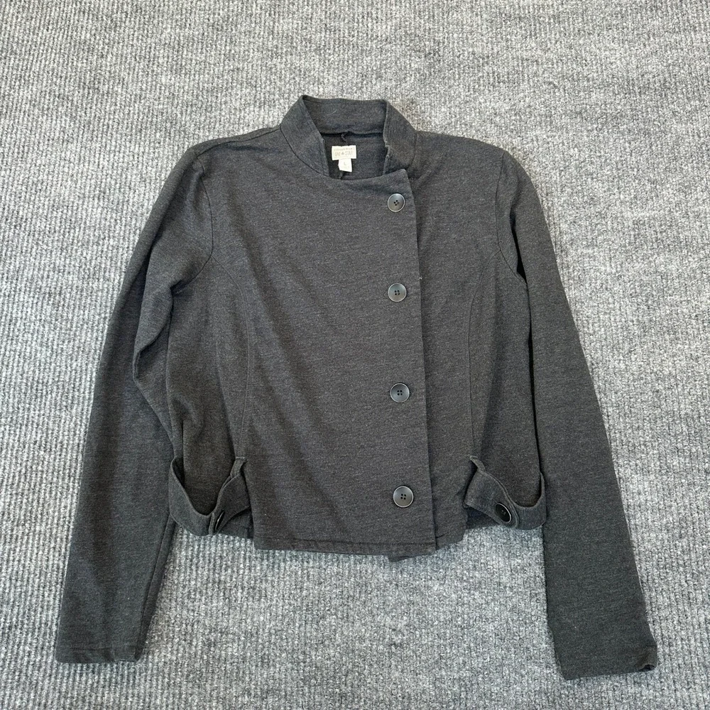 Converse Women One Star Asymmetrical Jacket L Charcoal Grey Cotton Blend Moto